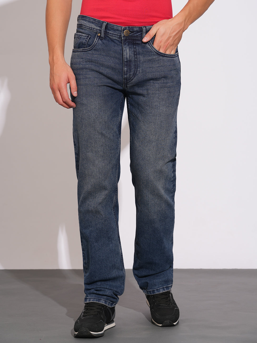 Dark Blue Slim Fit Denims For Men By Being Human Clothing main image 0