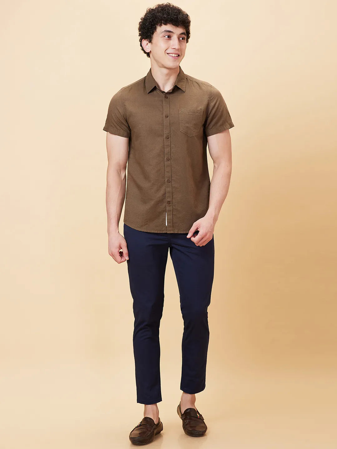 slim fit dress slacks Men's Brown Polo Neck Slim Fit T-Shirt - Wessi – Wessi main image 0