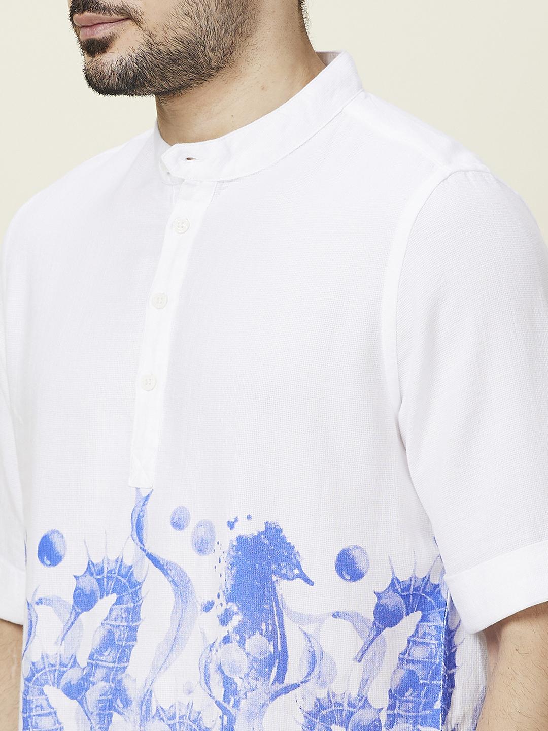 White Regular Fit Regular Collar Men's Shirt by Being Human Clothing