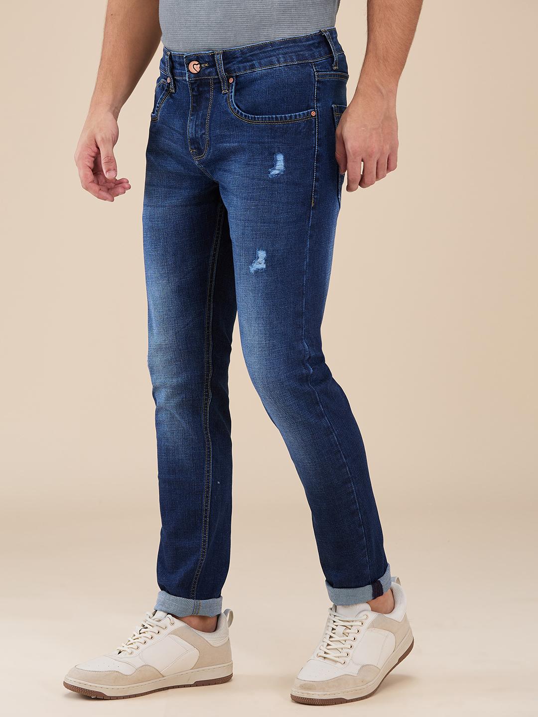 Blue Slim Fit Denims For Men By Being Human Clothing