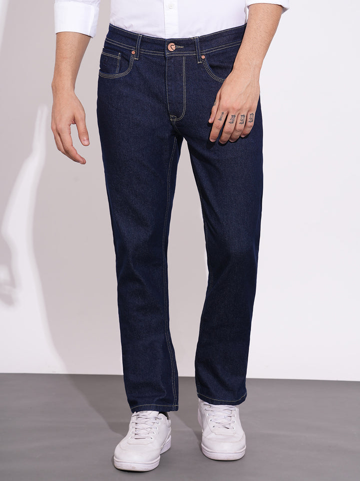 Blue Krypton-Straight Fit Denims for Men