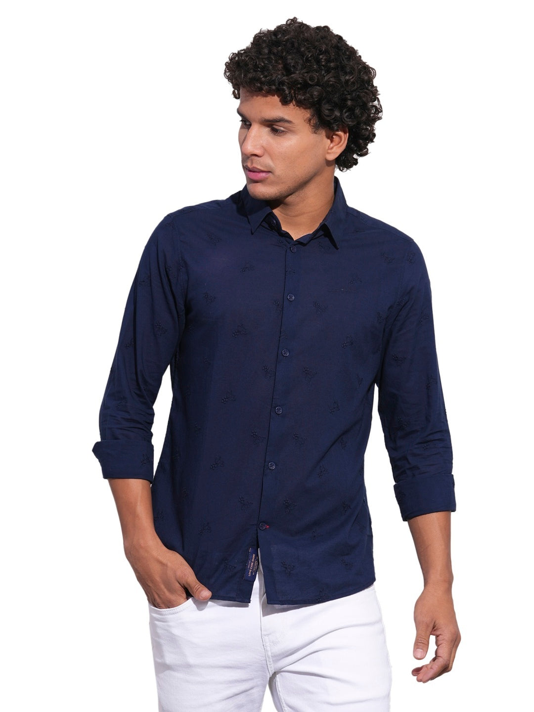Navy Regular Fit Regular Collar Men's Shirt by Being Human Clothing