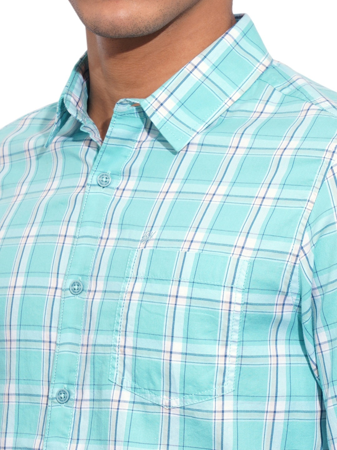 Sea Green Regular Fit Regular Collar Men's Shirt by Being Human Clothing