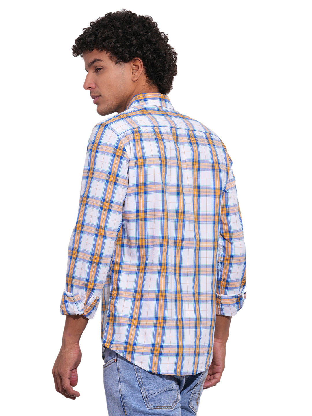 Yellow Regular Fit Regular Collar Men's Shirt by Being Human Clothing