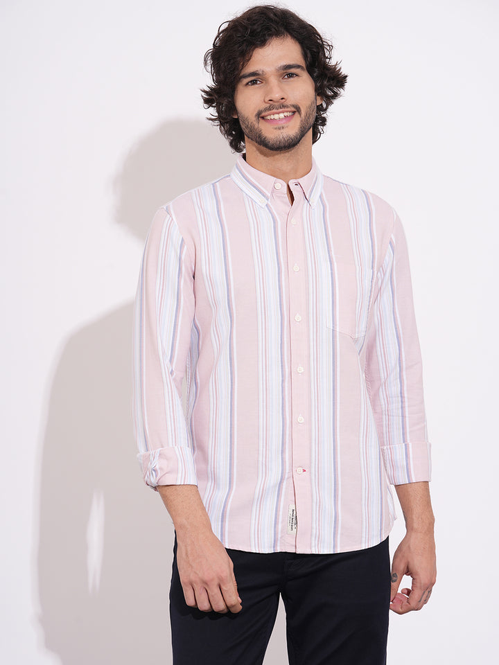 Orange Regular Fit Regular Collar Men's Shirt
