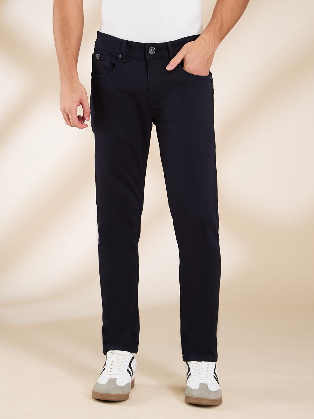 Navy Cropped Fit Denims For Men By Being Human Clothing