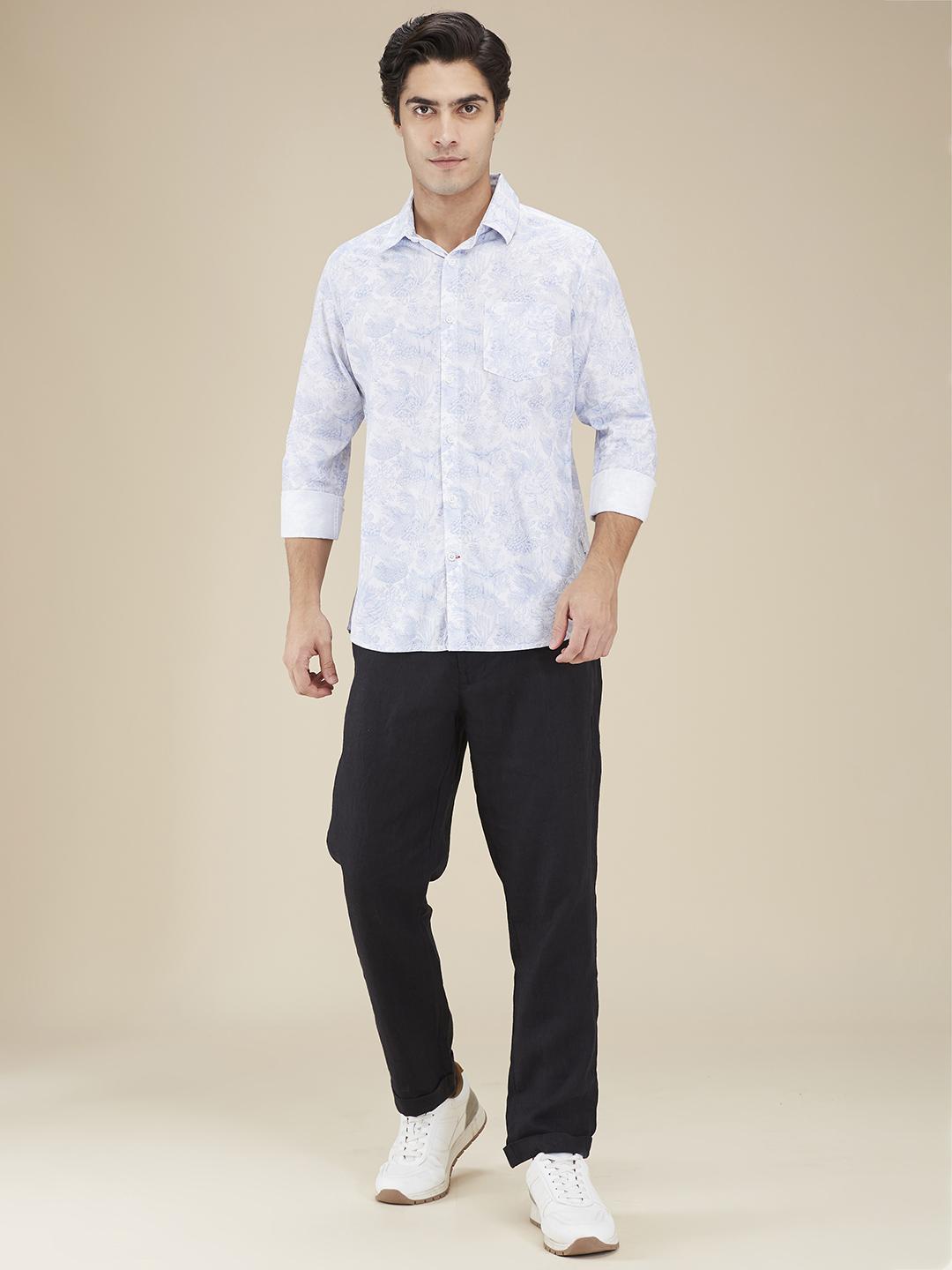 White Regular Fit Regular Collar Men's Shirt by Being Human Clothing