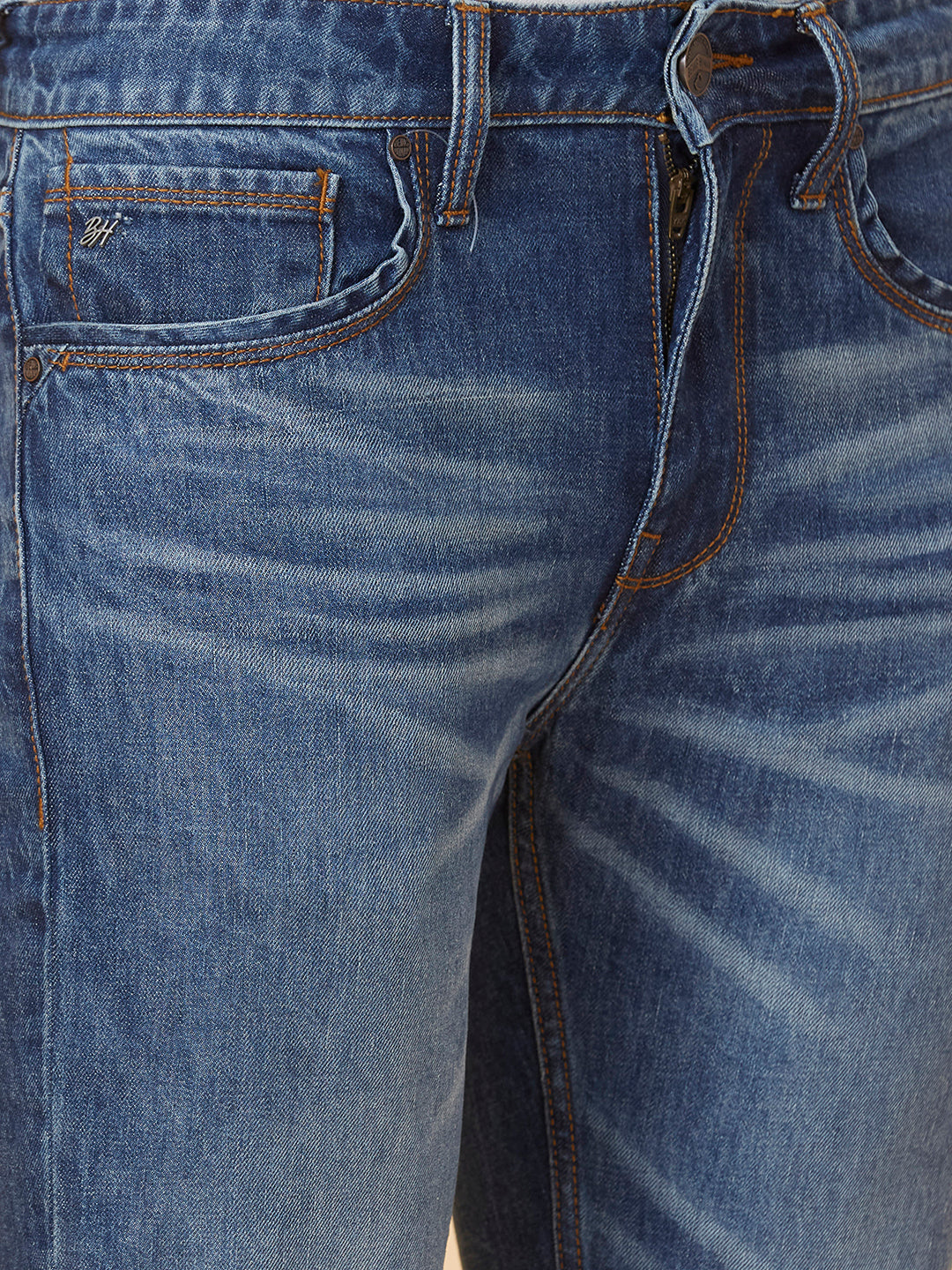 Blue Slim Straight Fit Denims For Men By Being Human Clothing