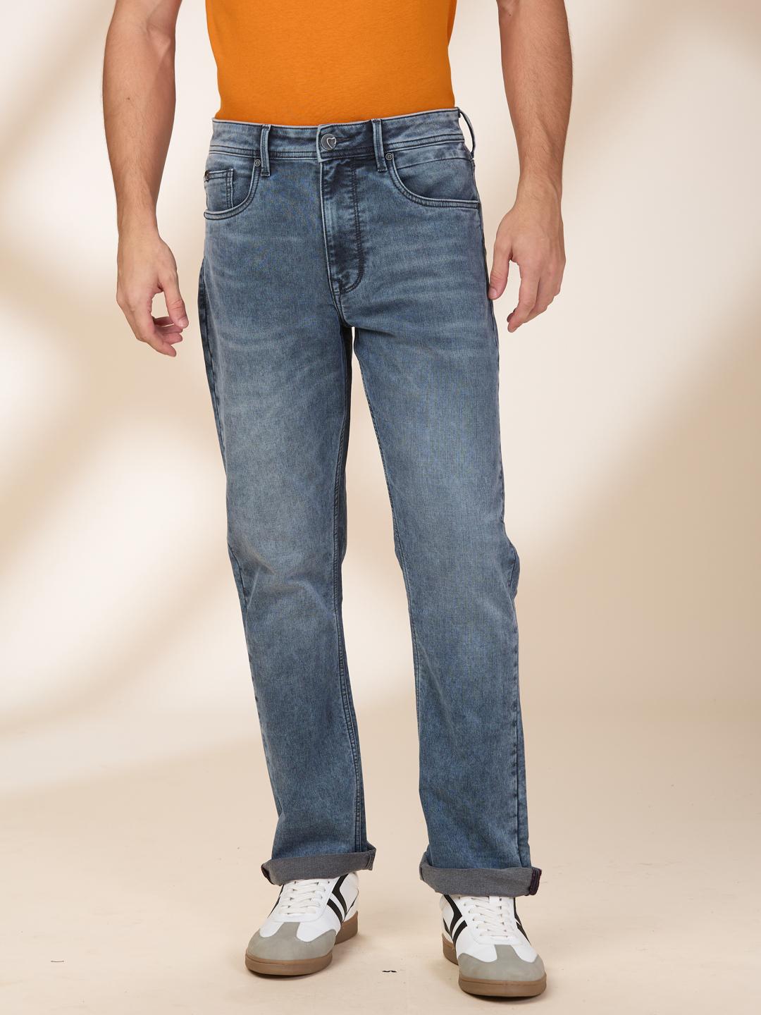 Grey Straight Fit Denims For Men By Being Human Clothing