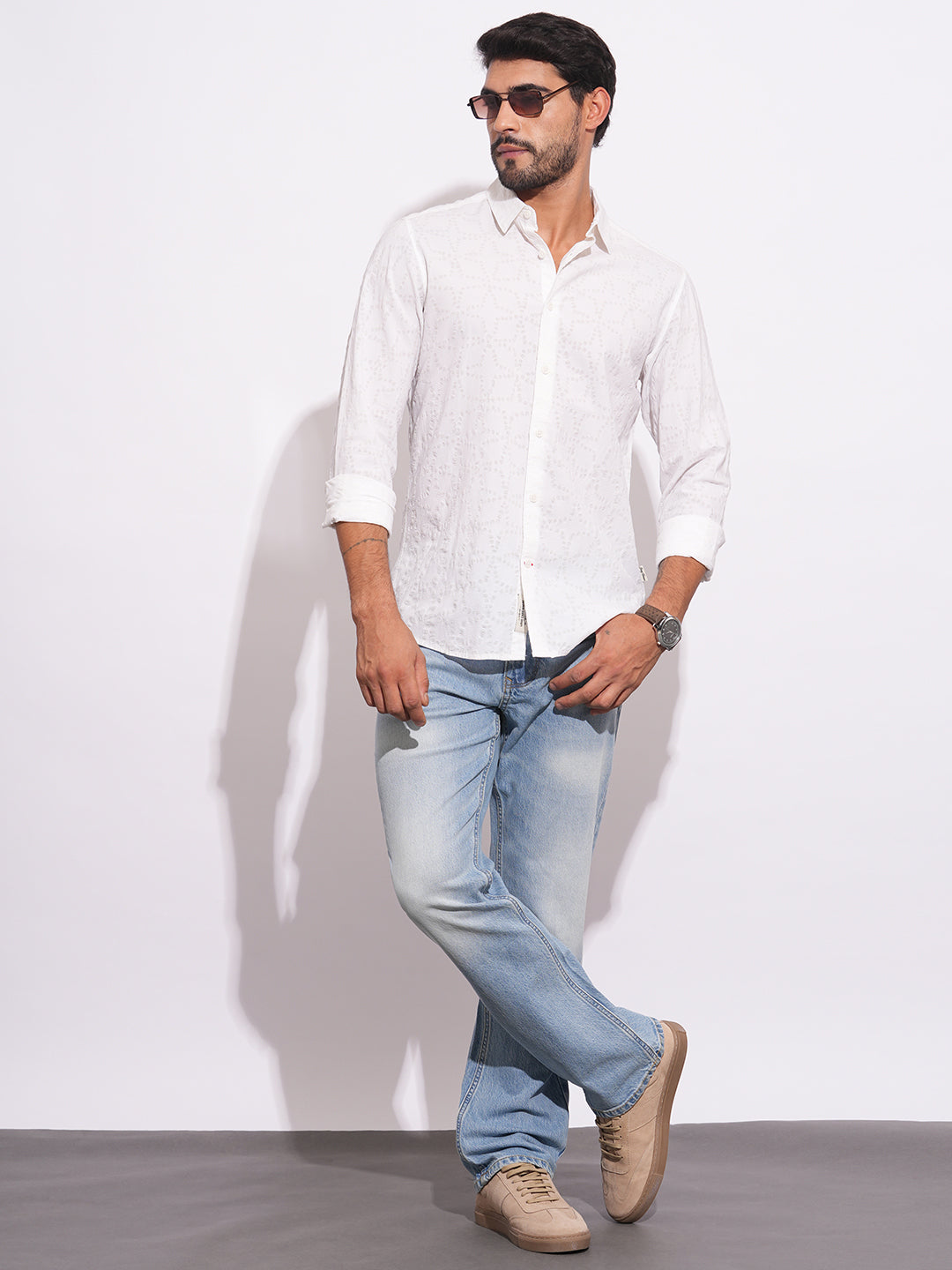 Light Blue Boot Cut Fit Denims For Men By Being Human Clothing