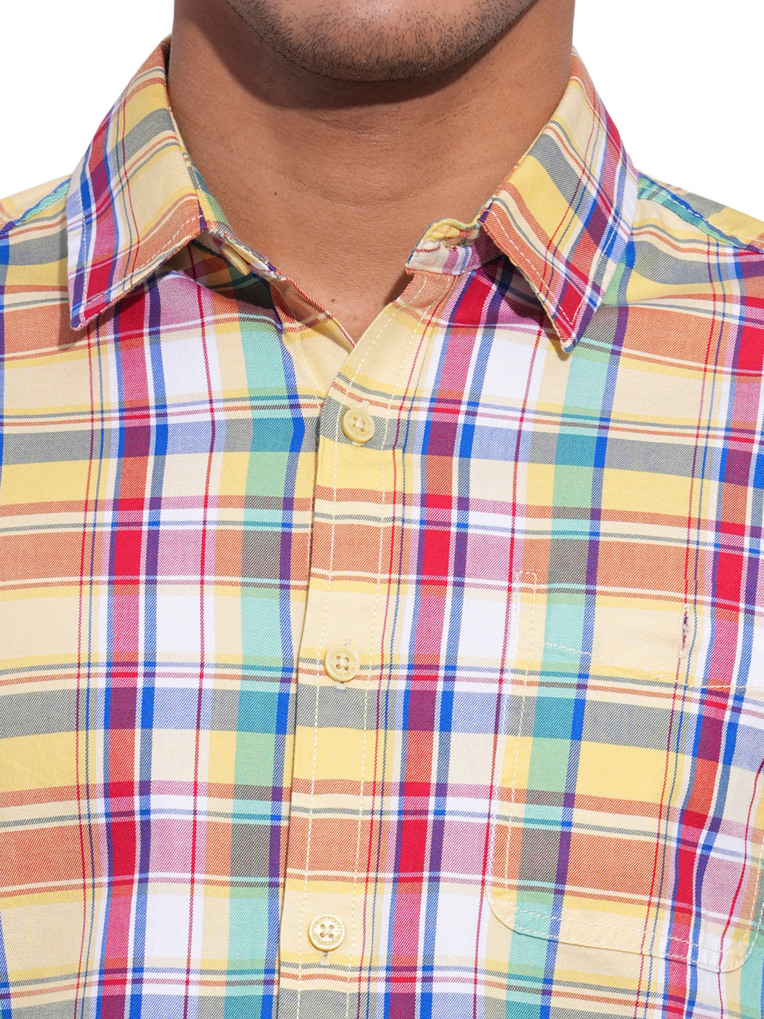 Yellow Regular Fit Regular Collar Men's Shirt by Being Human Clothing