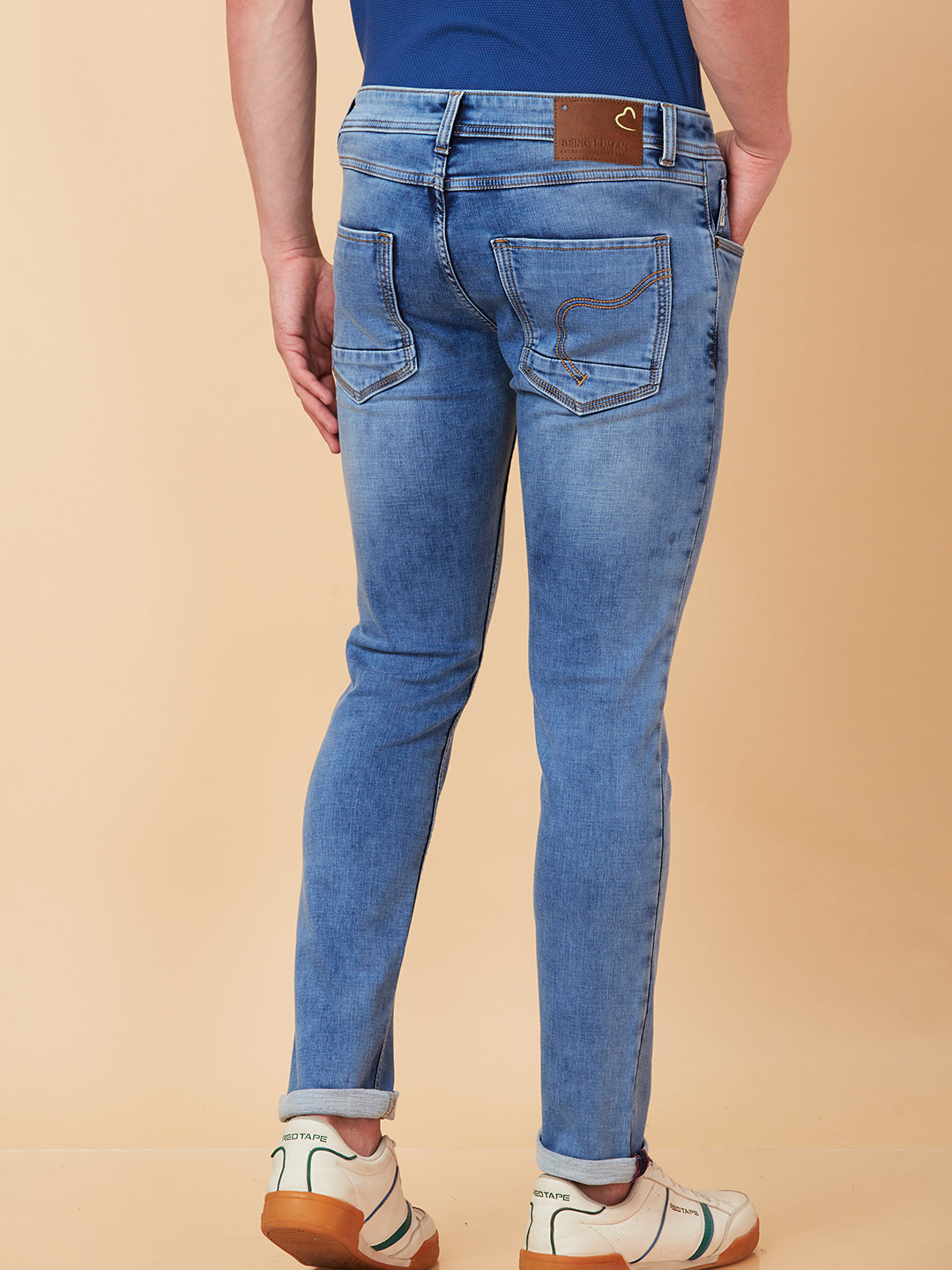 Light Blue Skinny Fit Denims For Men By Being Human Clothing