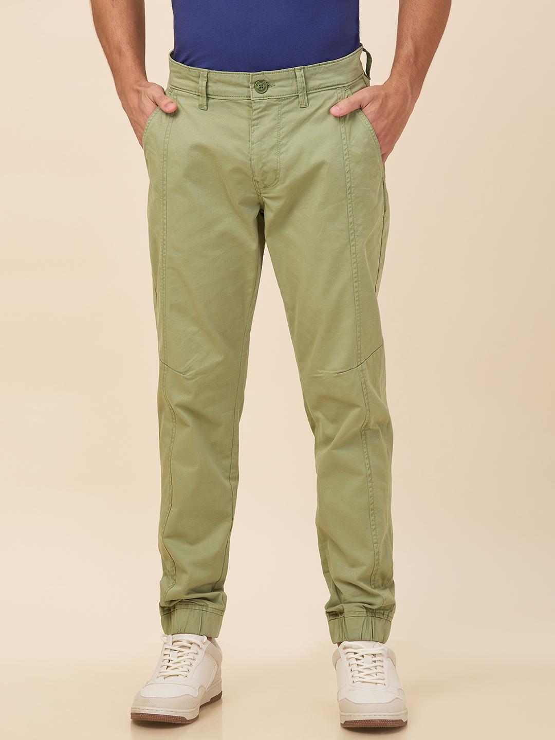 Green Regular Fit Joggers For Men By Being Human Clothing
