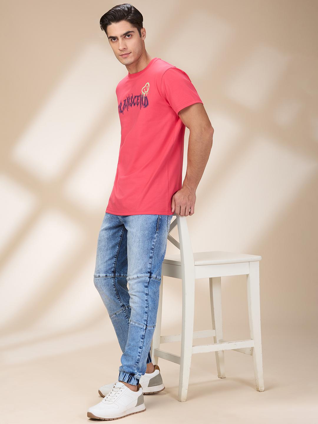 Light Blue Slim Fit Joggers For Men By Being Human Clothing