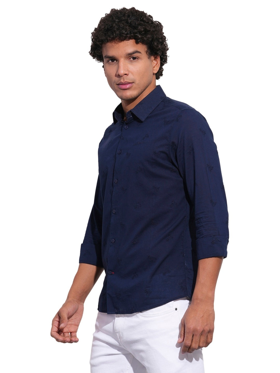 Navy Regular Fit Regular Collar Men's Shirt by Being Human Clothing