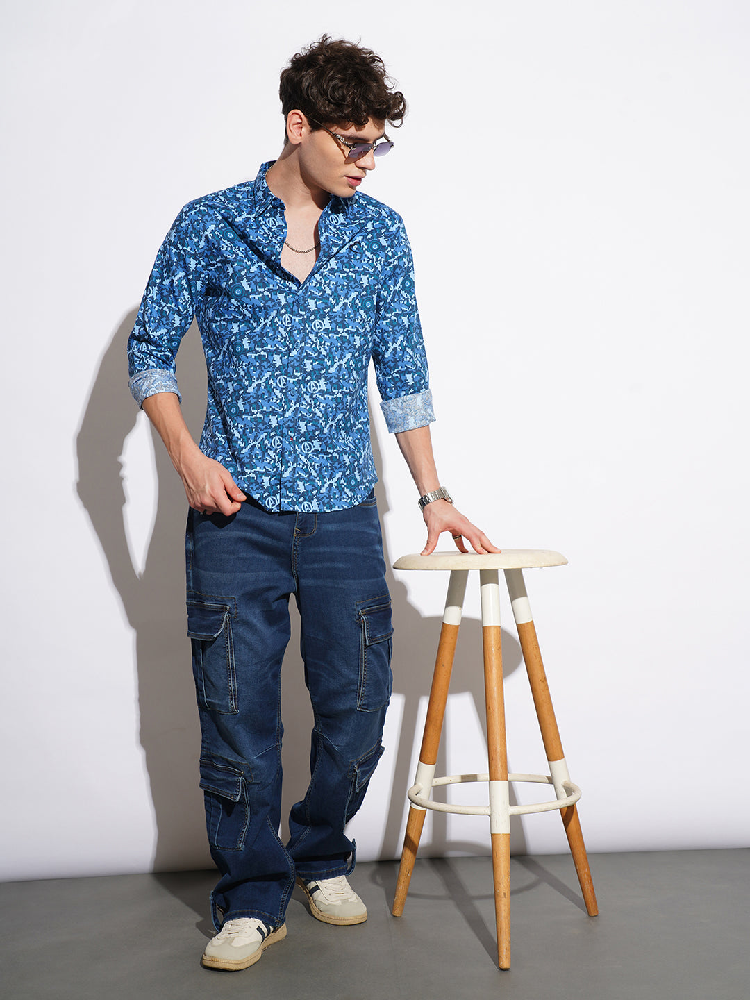 Navy Comfort Fit Regular Collar Men's Shirt by Being Human Clothing