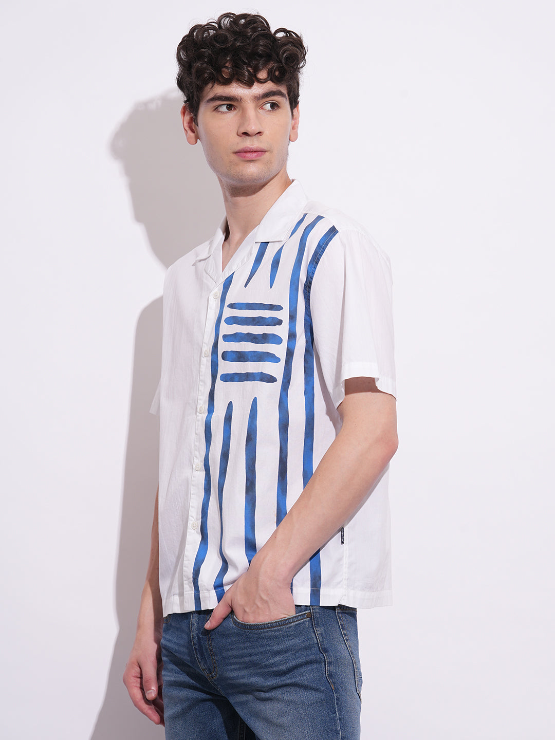 White Regular Fit Regular Collar Men's Shirt by Being Human Clothing