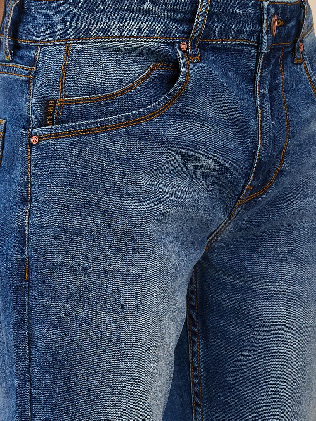 Blue Slim Fit Denims For Men By Being Human Clothing