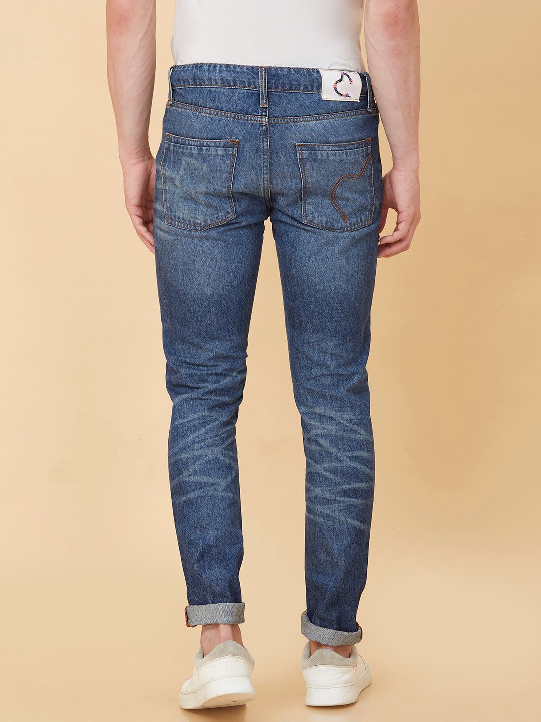 Blue Slim Straight Fit Denims For Men By Being Human Clothing