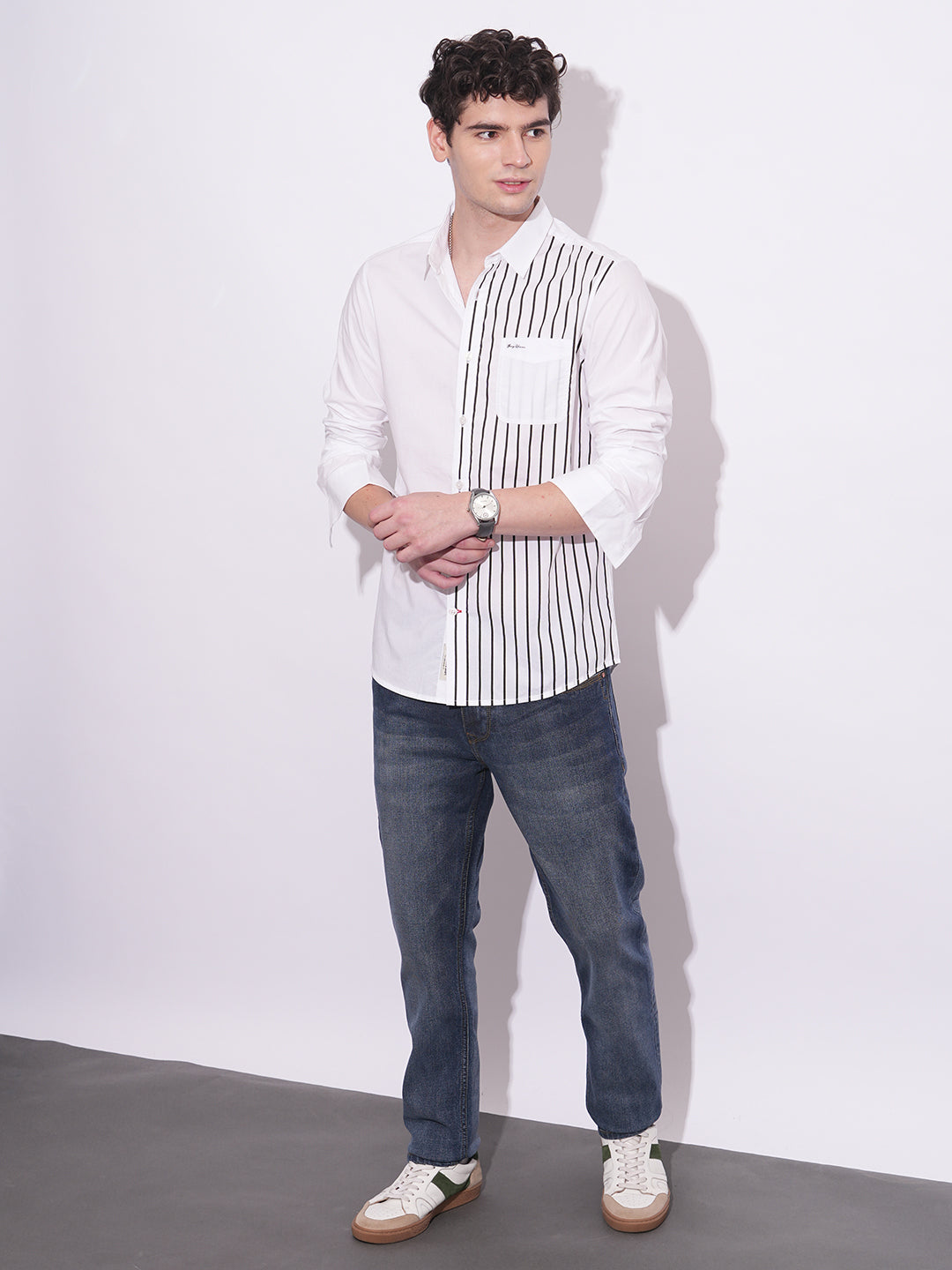 White Regular Fit Regular Collar Men's Shirt by Being Human Clothing