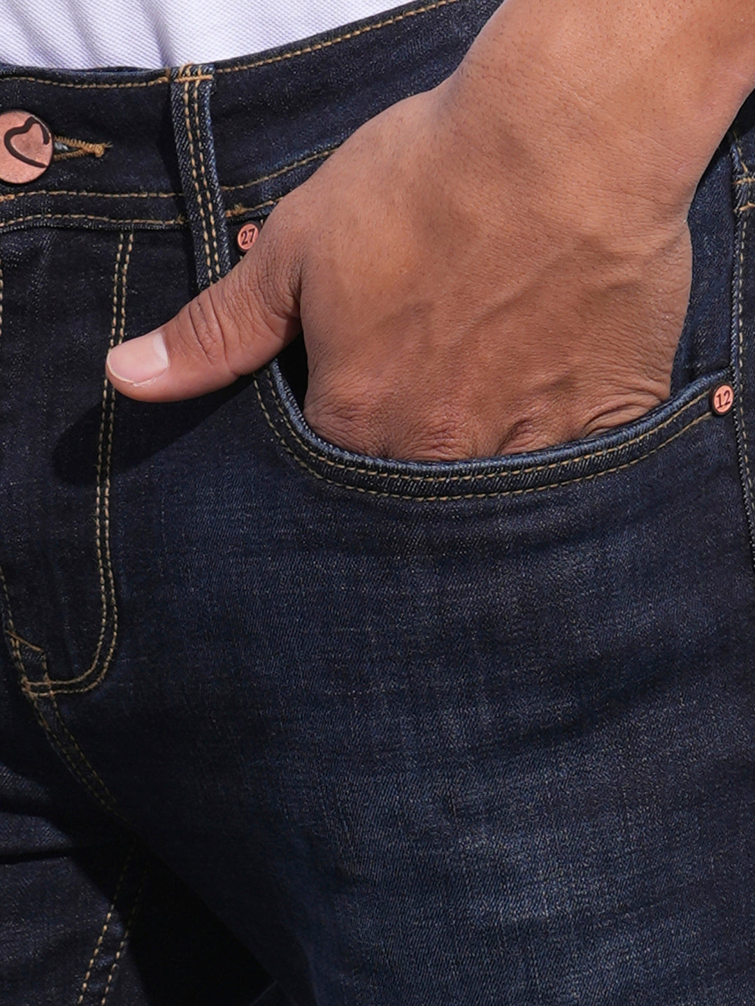 Dark Blue Skinny Fit Denims For Men By Being Human Clothing