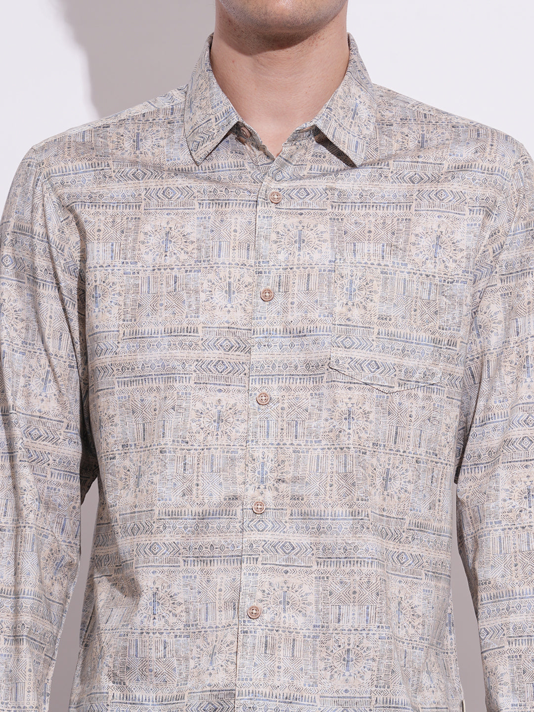 Blue Regular Fit Regular Collar Men's Shirt by Being Human Clothing