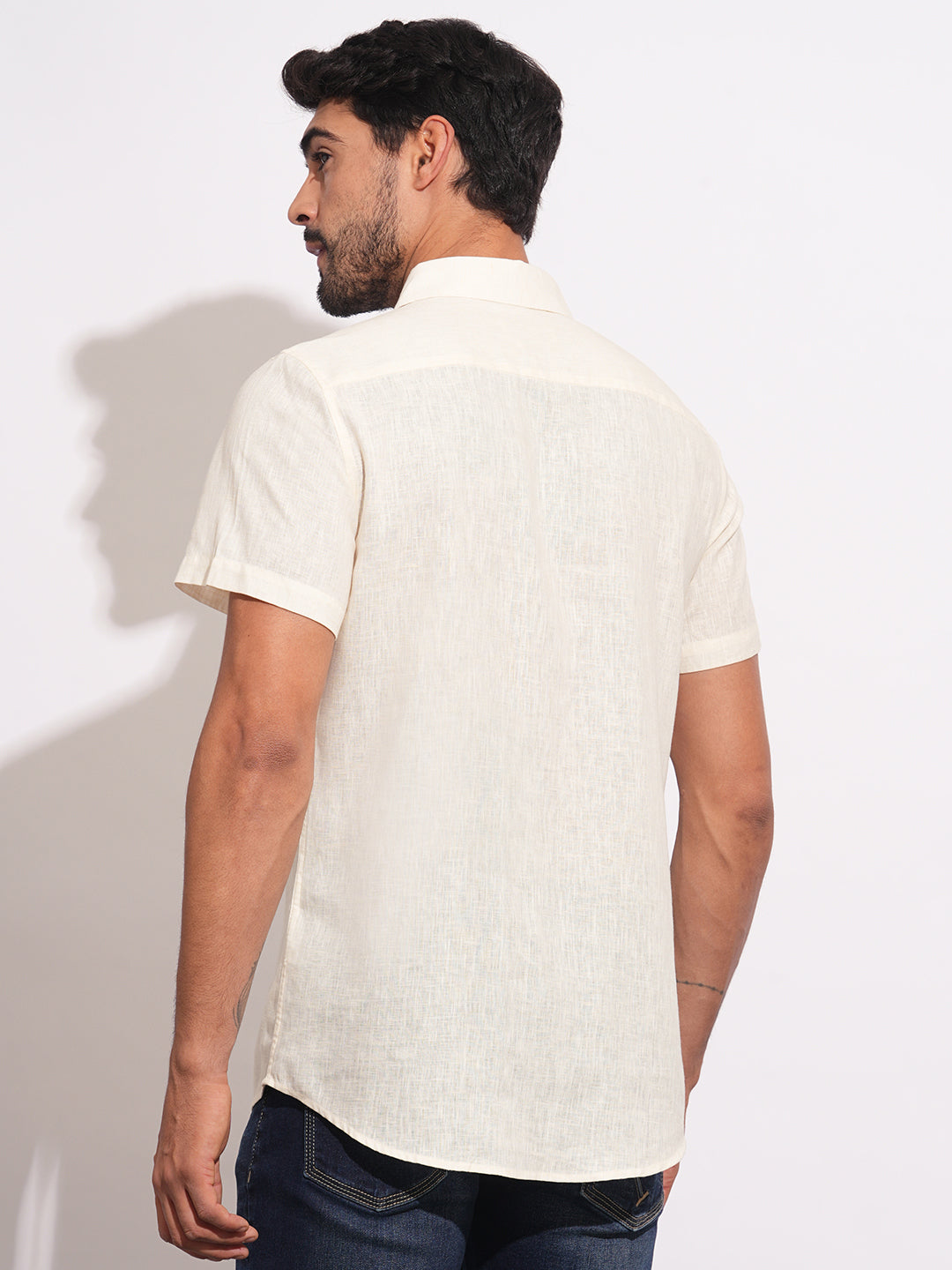 Yellow Regular Fit Regular Collar Men's Shirt by Being Human Clothing