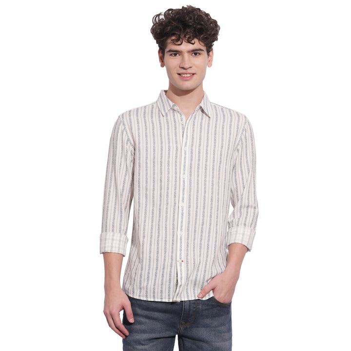 White Slim Fit Regular Collar Men's Shirt by Being Human Clothing