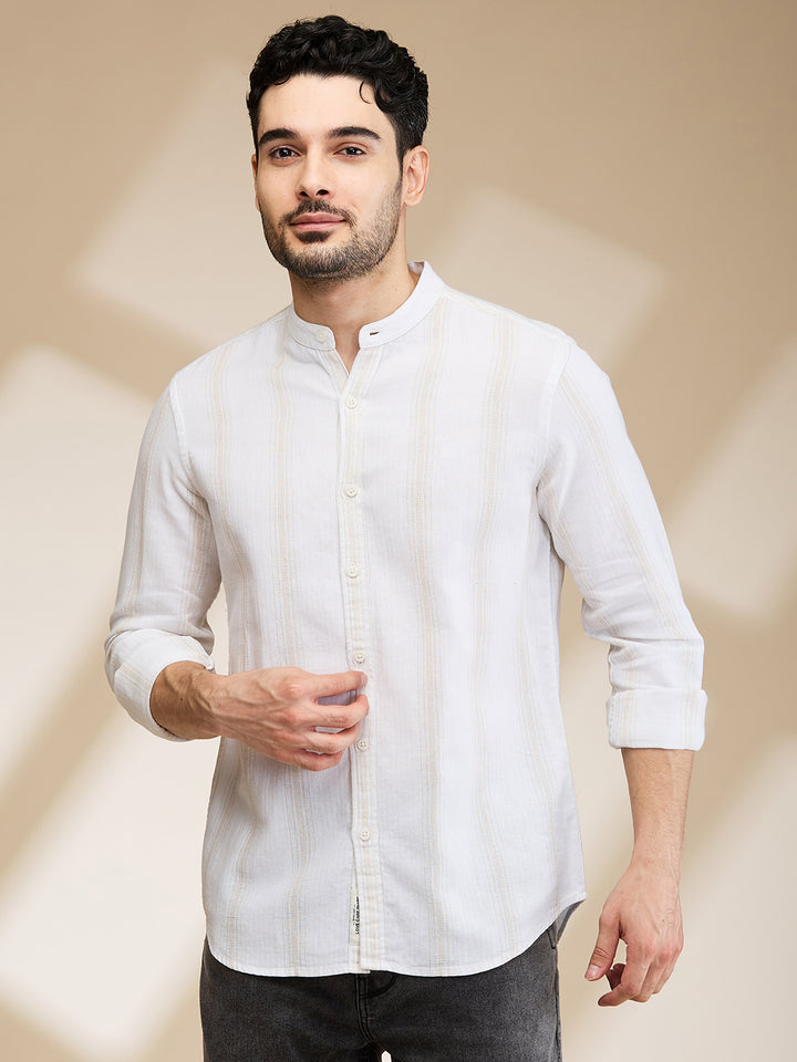 White Slim Fit Regular Collar Men's Shirt by Being Human Clothing