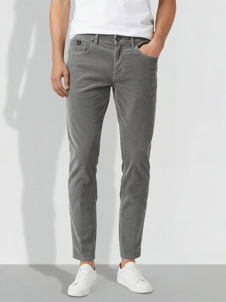 Grey Cropped Fit Denims For Men