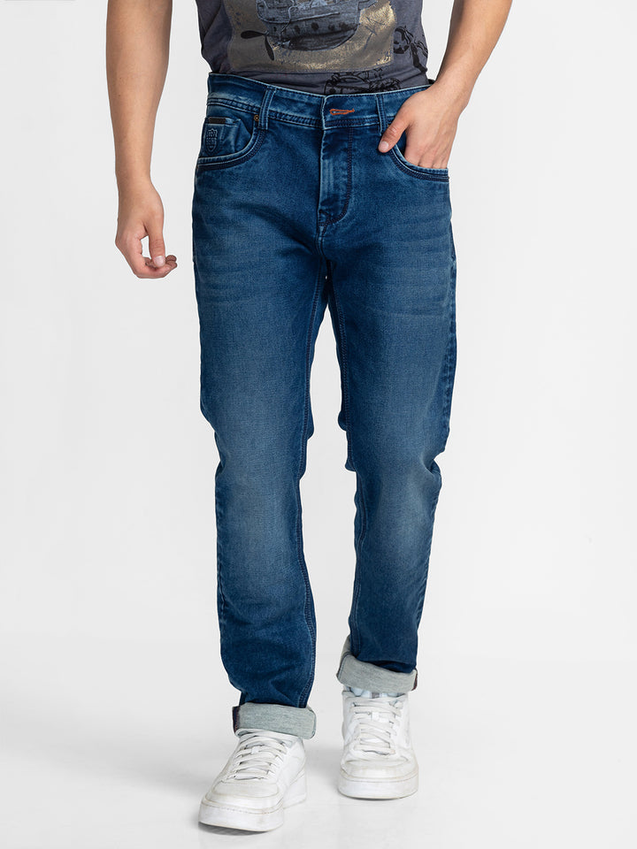 Blue Slim Fit Denim for Men by Being Human Clothing