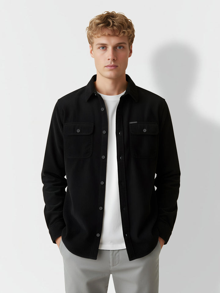 Black Moderno Fit Regular Collar Men's Shirt