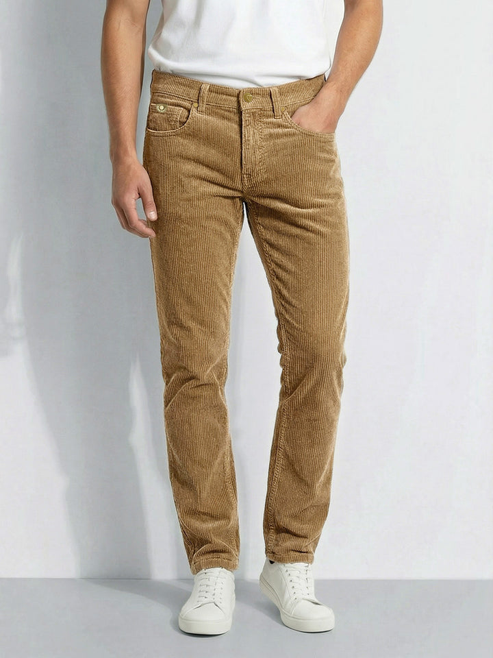 Beige Krypton-Straight Fit Denims for Men
