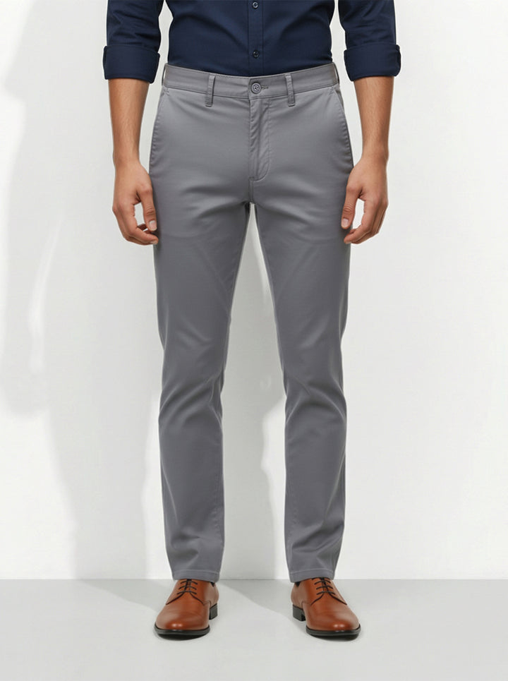 Grey Slim Fit Chinos For Men