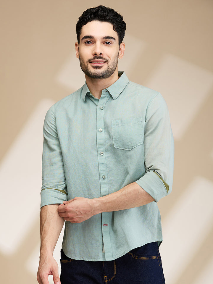 Pista Slim Fit Regular Collar Men's Shirt by Being Human Clothing