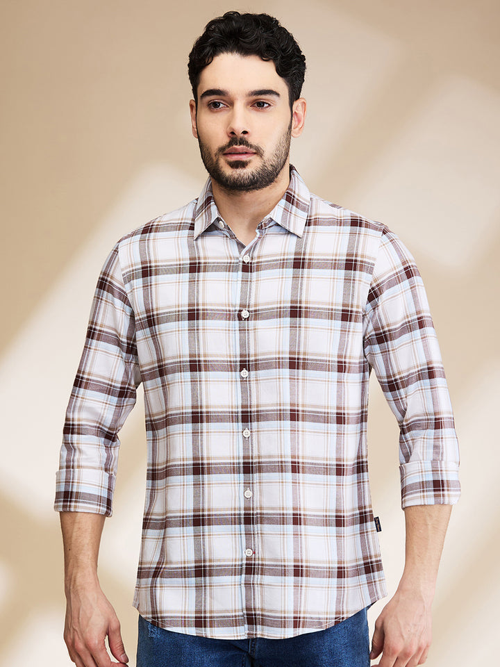 White Slim Fit Regular Collar Men's Shirt by Being Human Clothing