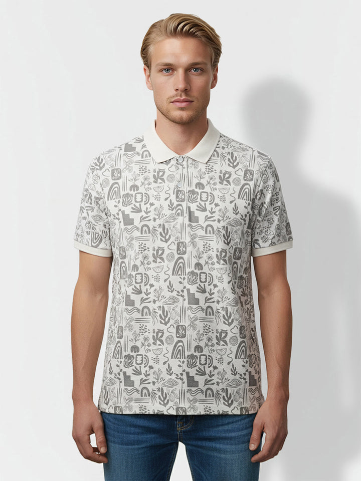White Regular Fit Men's Polo T-Shirt by Being Human Clothing