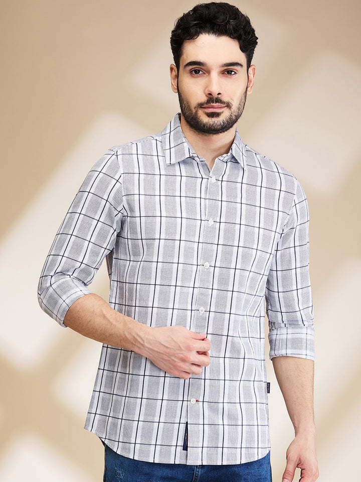 White Slim Fit Regular Collar Men's Shirt by Being Human Clothing