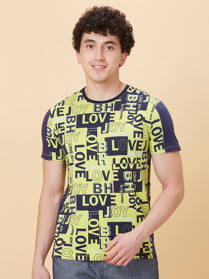 Blue Regular Fit Round Neck Men's T-Shirt