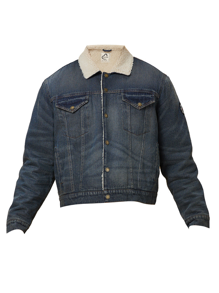 Mid Tone Regular Fit Denim Jacket for Men by Being Human Clothing