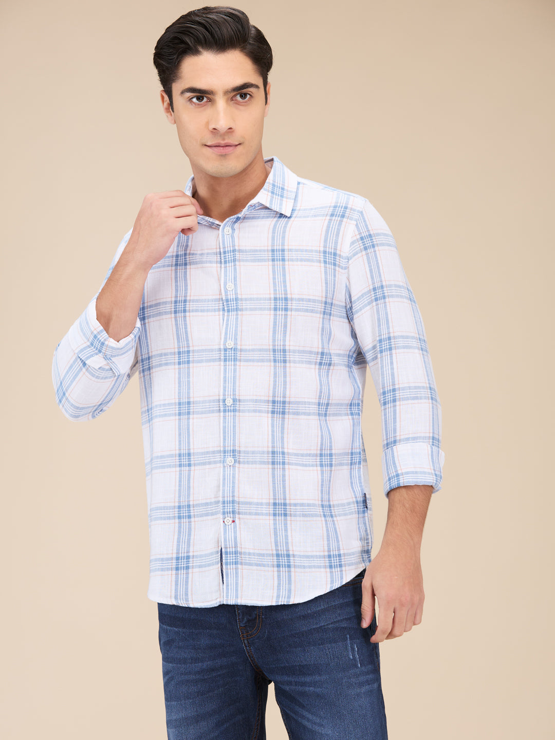 White Slim Fit Regular Collar Men's Shirt by Being Human Clothing