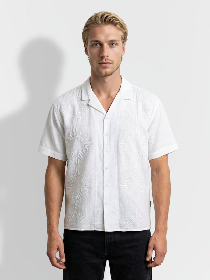 White Moderno Fit Regular Collar Short Sleeves Cotton Men's Shirt