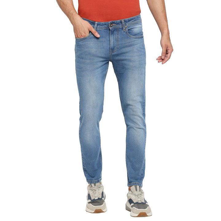 Light Tone Skinny Cropped Fit Denims For Men