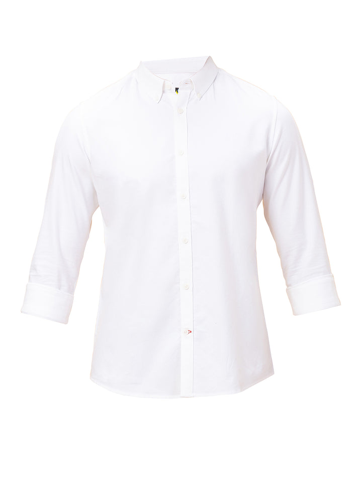 White Slim Fit Regular Collar Men's Shirt by Being Human Clothing