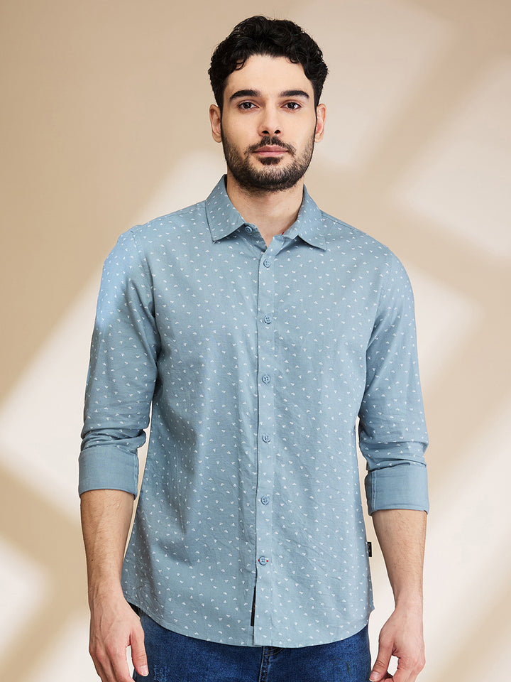 Grey Slim Fit Regular Collar Men's Shirt by Being Human Clothing