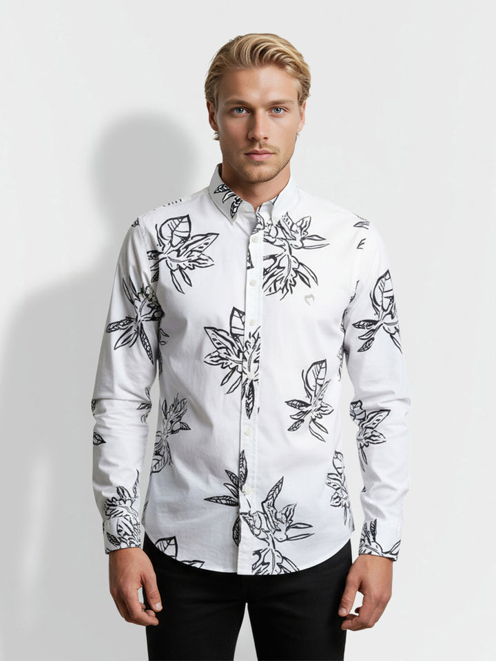 White Regular Fit Regular Collar Men's Shirt
