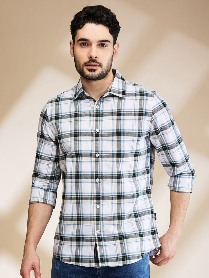 White Slim Fit Regular Collar Men's Shirt by Being Human Clothing