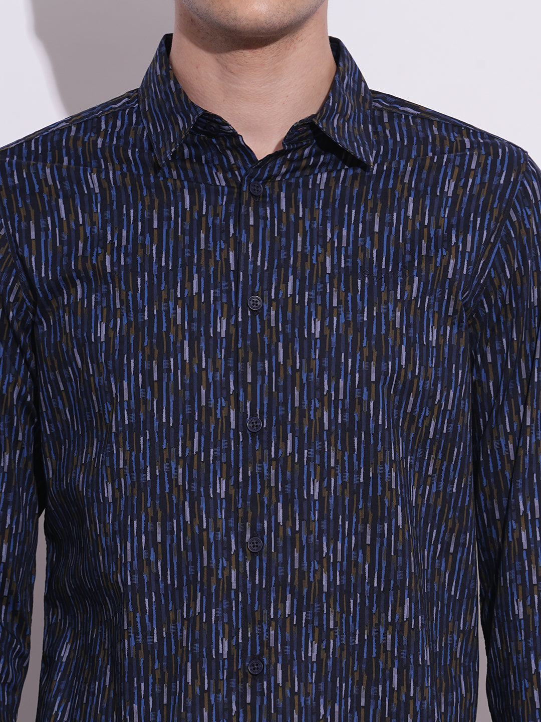 Navy Regular Fit Regular Collar Men's Shirt by Being Human Clothing