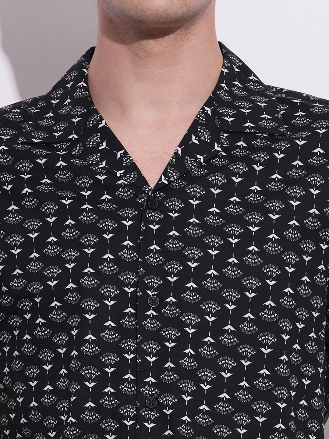 Black Slim Fit Regular Collar Men's Shirt by Being Human Clothing