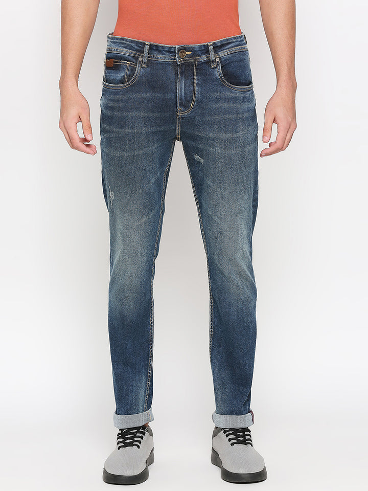 Blue Slim Fit Denim for Men by Being Human Clothing